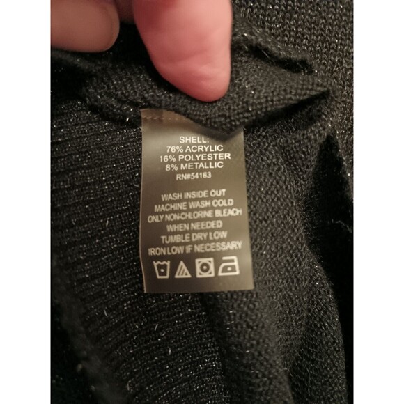 Calvin Klein Cropped Cardigan Medium Black Sparkly Silver Toggle Closure - Picture 4 of 6